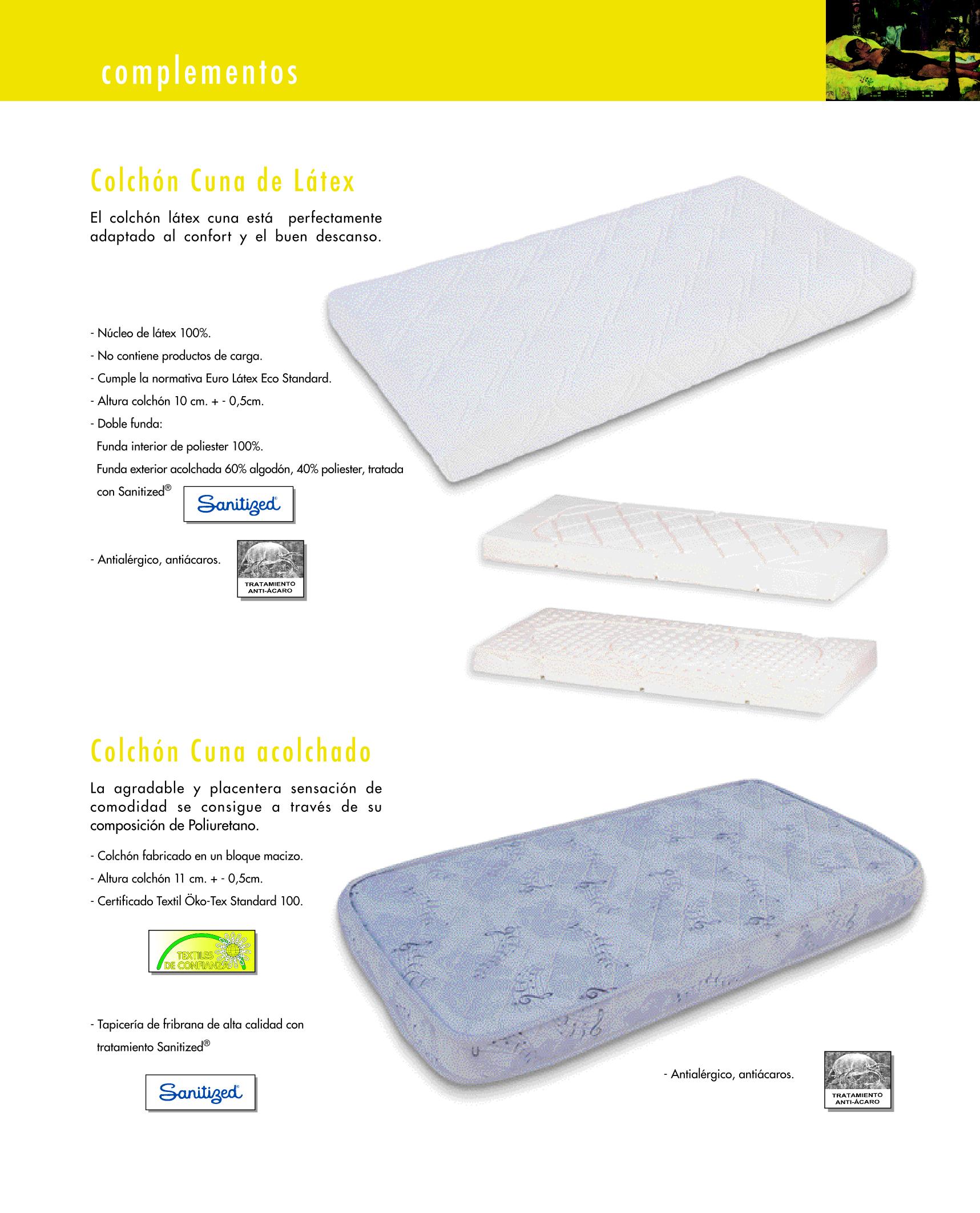 Colchón Cuna de latex o acolchado