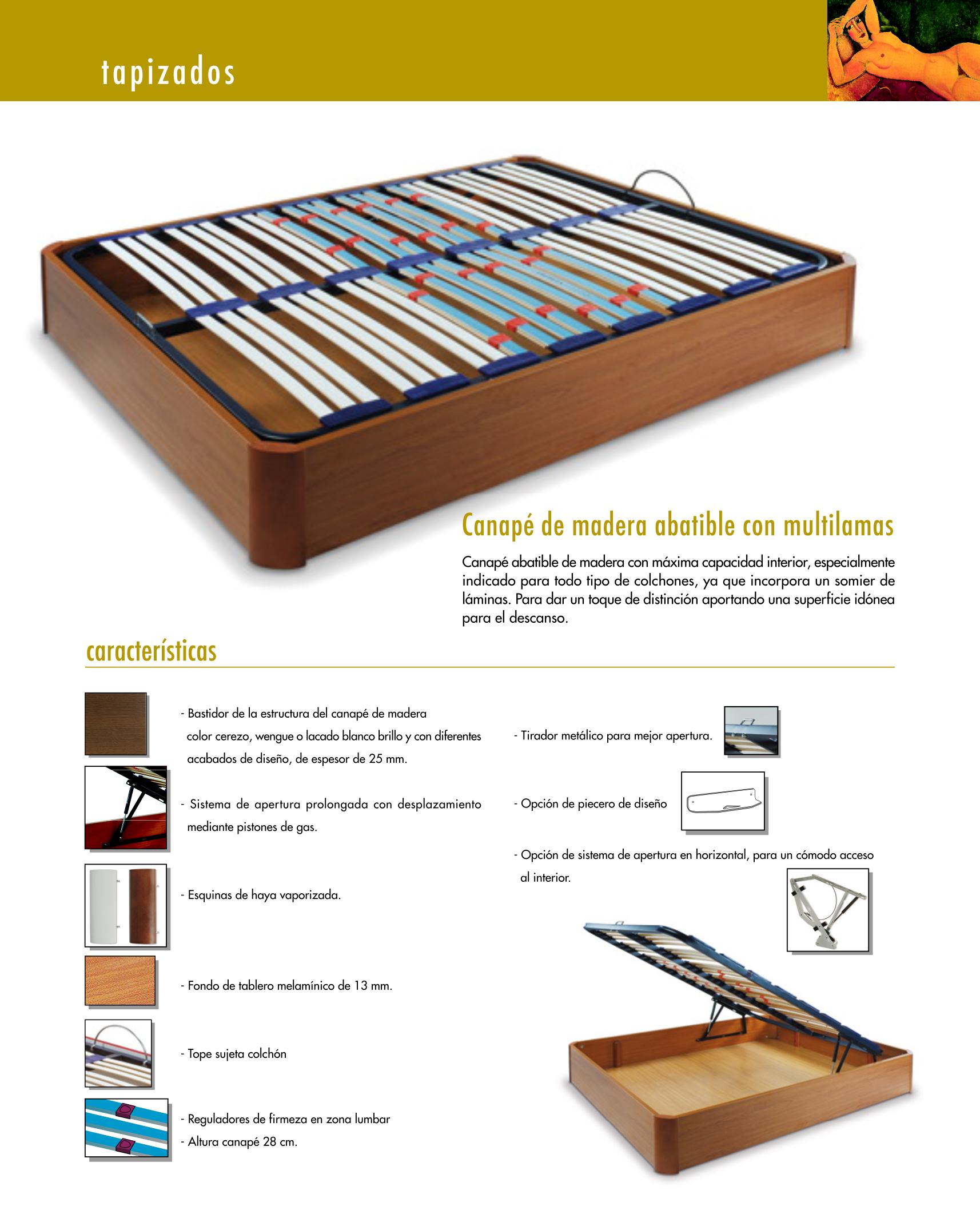 Canapé de madera abatible con multilamas